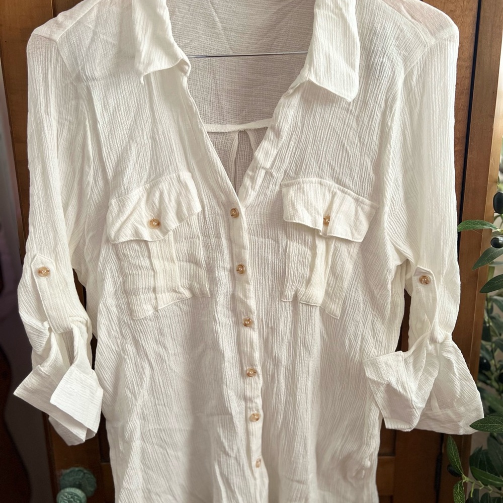 Blu Pepper Cream Button-Down Shirt